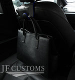 BLUE STITCH EMBOSSED LEATHER HEADREST HOOK HANGER FOR BMW X5 E70 07-13  JF1