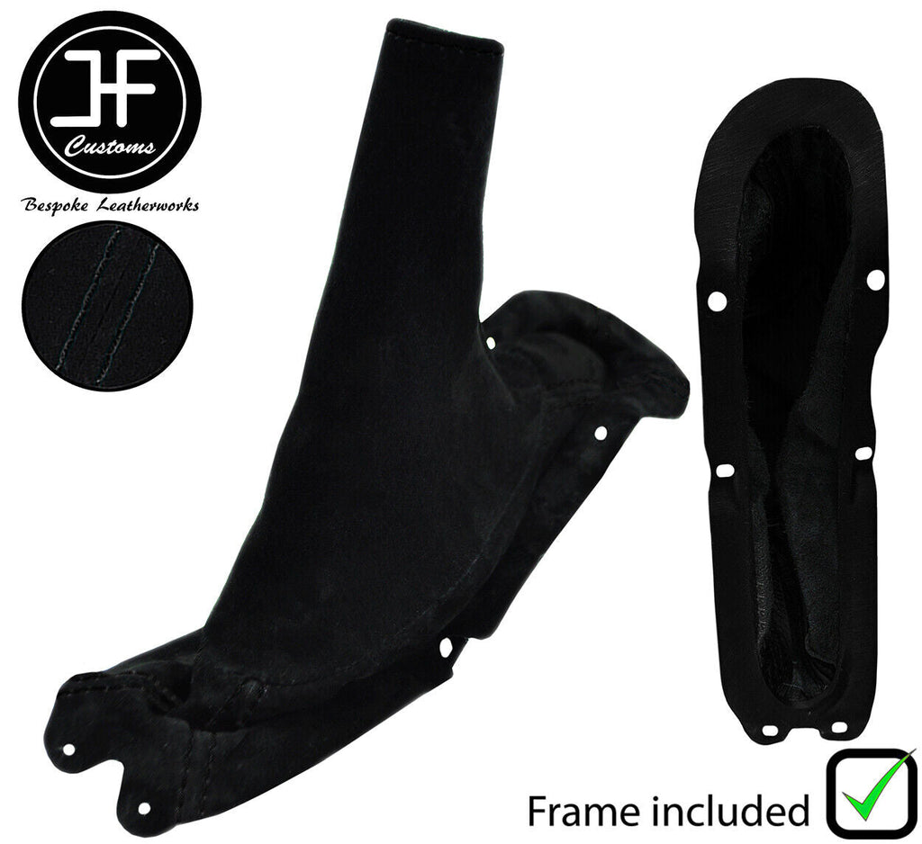 BLACK STITCH SUEDE HANDBRAKE GAITER + PLASTIC FRAME FOR FORD MUSTANG 1994-2004