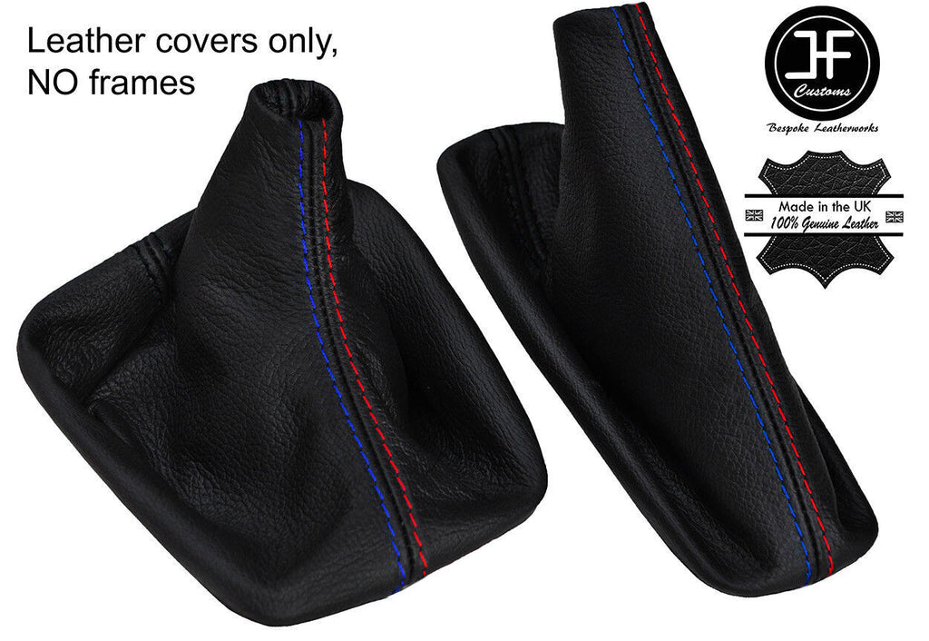 BLACK STITCH LEATHER GEAR & HANDBRAKE GAITER FOR BMW E34 5 SERIES 88-96 STYLE 2