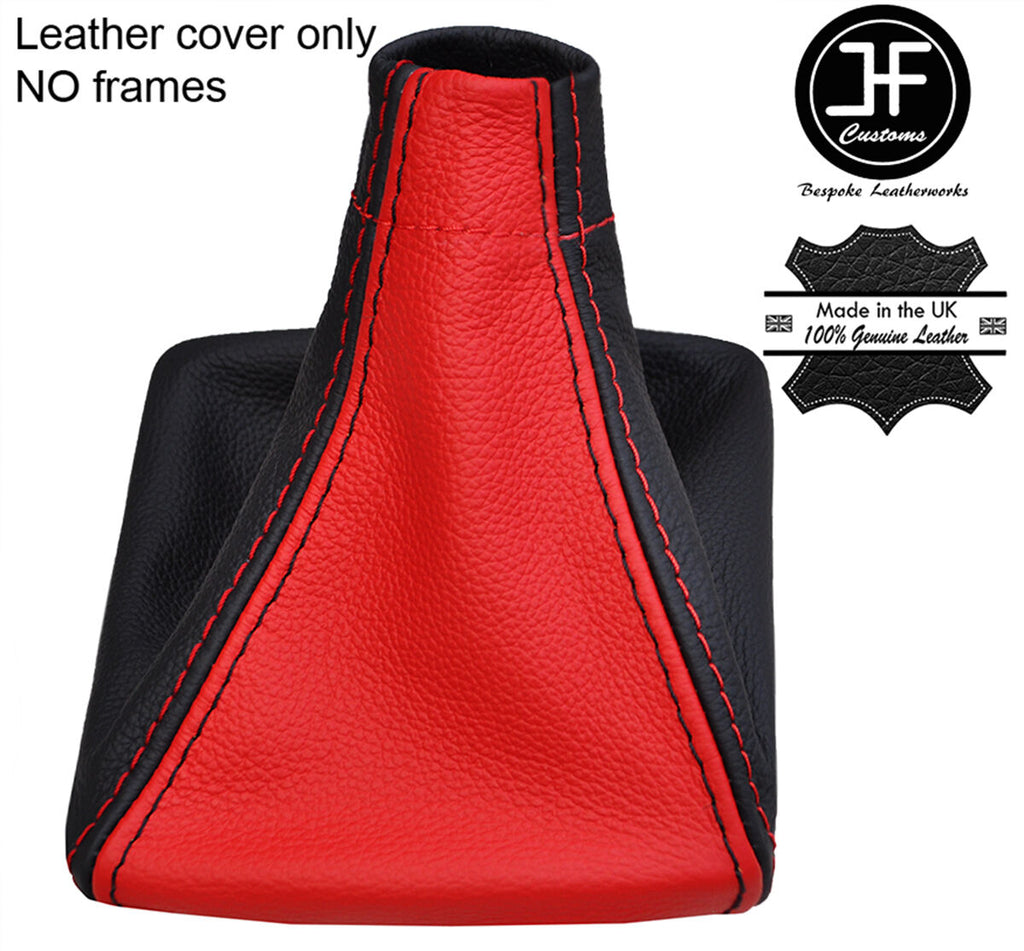 BLACK & RED TOP GRAIN LEATHER GEAR GAITER FOR SUBARU IMPREZA WRX STI 08-14