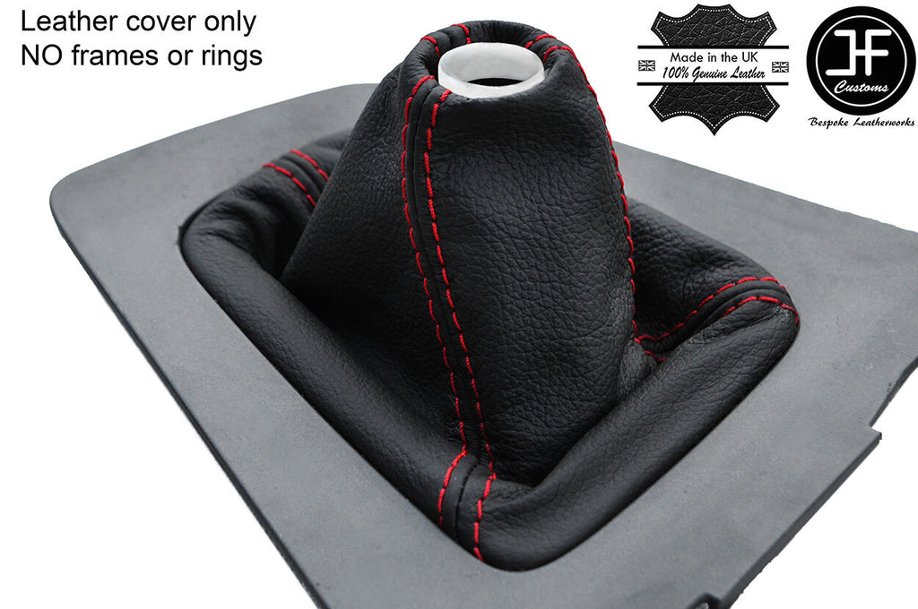 RED STITCHING MANUAL REAL BLACK LEATHER GEAR GAITER FITS VOLVO S60 2001-2007