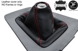 RED STITCHING MANUAL REAL BLACK LEATHER GEAR GAITER FITS VOLVO S60 2001-2007