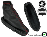 RED STITCH LEATHER HANDBRAKE GAITER + PLASTIC FRAME FITS FORD PUMA 97-02