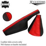 BLACK & RED REAL LEATHER GEAR HANDBRAKE GAITER SET FOR AUDI TT MK1 1998-2006