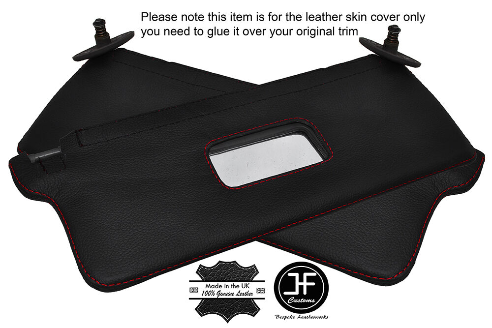 RED STITCHING 2X SUN VISORS LEATHER COVERS FITS ALFA ROMEO 90 1984-1987