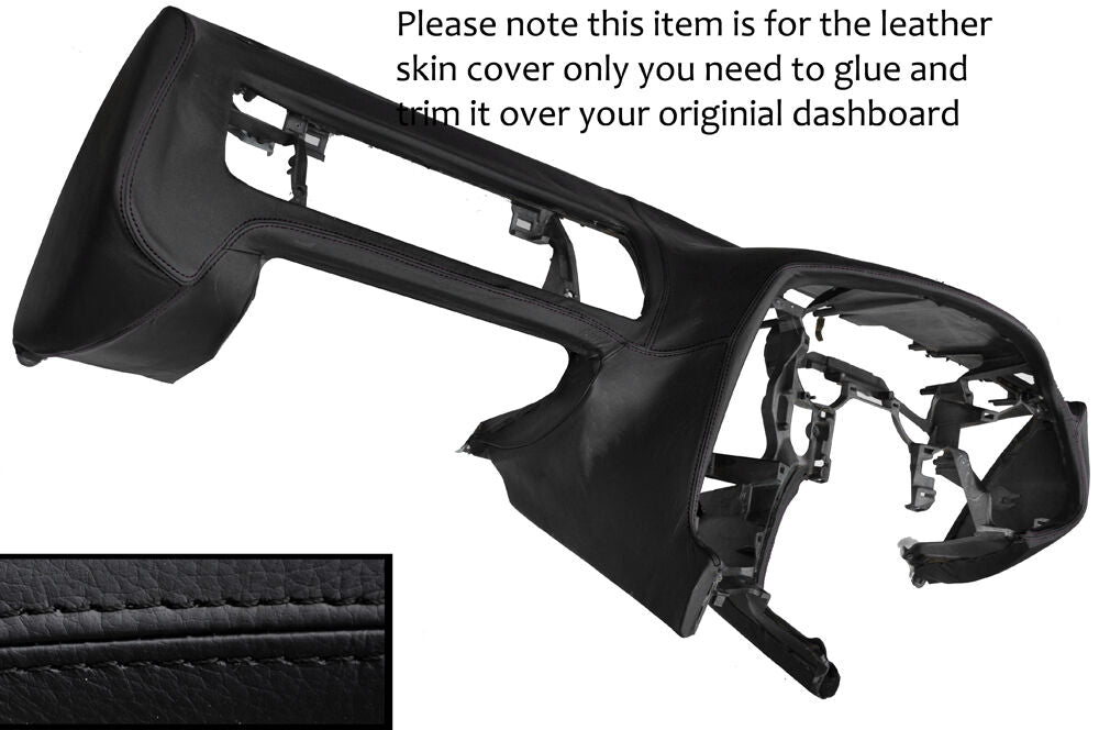 BLACK STITCH DASH DASHBOARD LEATHER SKIN COVER FITS TOYOTA SUPRA MK4 1993-2002