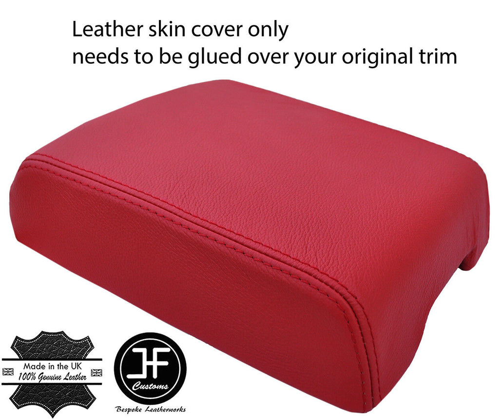 RED TOP GRAIN GENUINE REAL LEATHER ARMREST COVER FITS VW TOUAREG 2002-2010