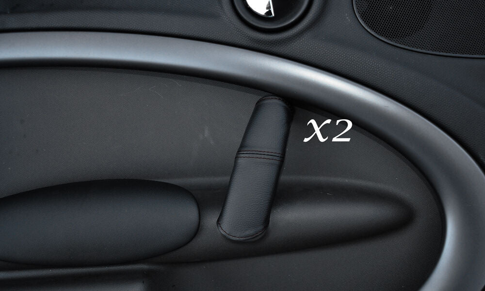 BLACK STITCH 2X FRONT DOOR HANDLE LEATHER COVERS FITS BMW MINI COUNTRYMAN R60