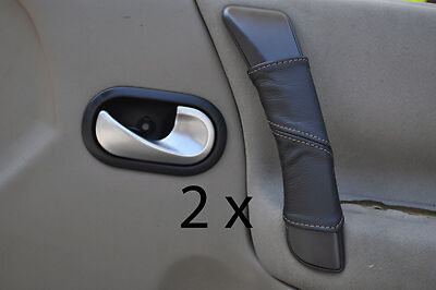 grey stitch FITS RENAULT GRAND SCENIC 04-09 2X DOOR HANDLE LEATHER COVERS