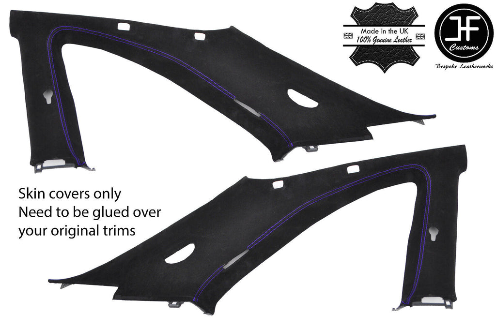 PURPLE STITCH 2X B C PILLAR SUEDE COVERS FITS NISSAN SKYLINE GTS GTR R33 93-98