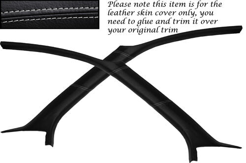 GREY STITCH FITS FORD FOCUS MK1 98-04 3 DOOR 2X WINDSCREEN A PILLAR LTHR COVERS