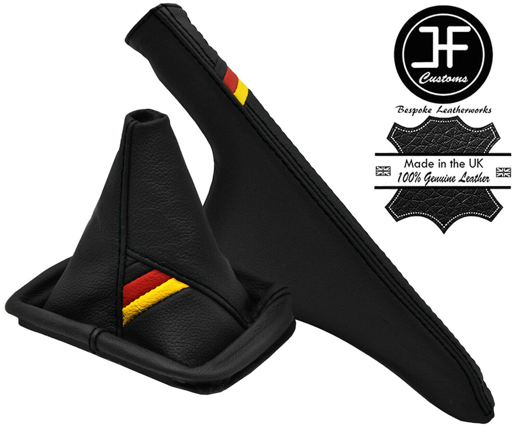 BLACK STITCH GERMAN FLAG LEATHER GAITER SET COVER FOR VW GOLF MK4 IV BORA 98-05