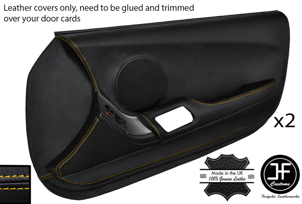 YELLOW STITCH 2X FULL DOOR CARD LEATHER COVER FOR TOYOTA SUPRA MK4 93-02 STYLE 2