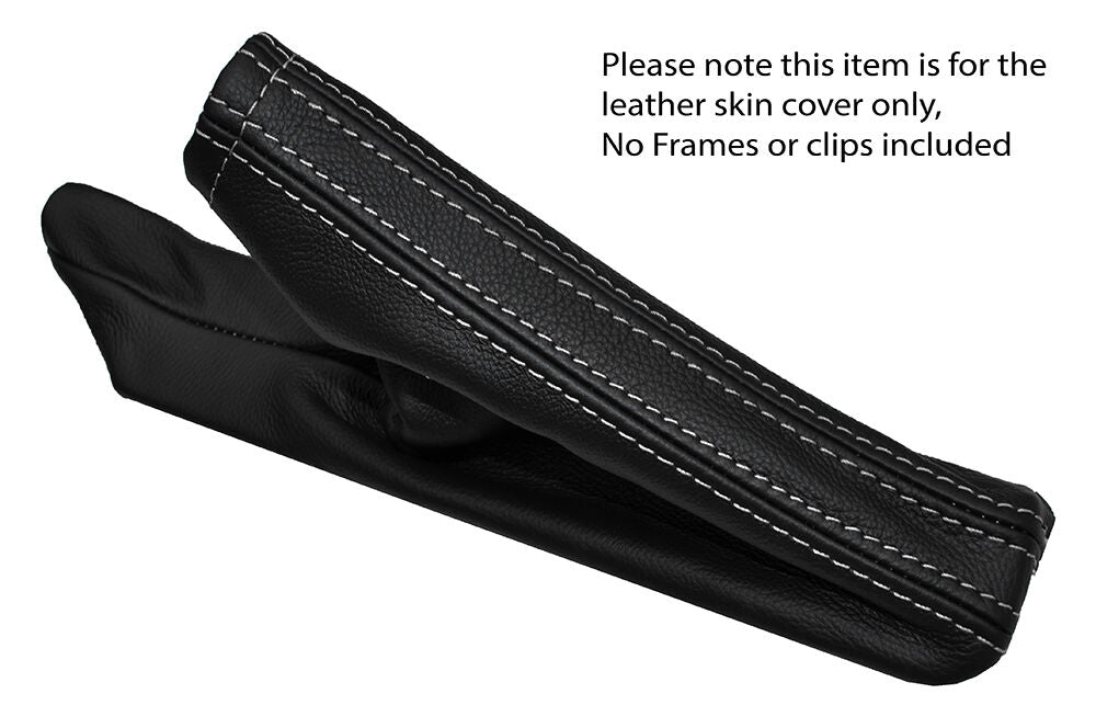 WHITE STITCHING LEATHER SKIN HANDBRAKE GAITER FITS SUBARU LEGACY 2005-2009