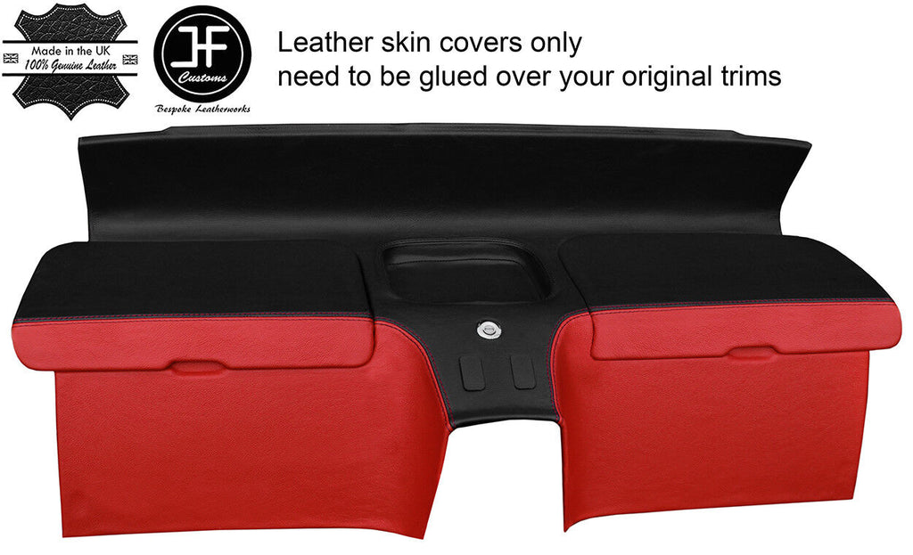 BLACK&RED REAL LEATHER REAR STORAGE PANEL COVERS FITS HONDA CRX DEL SOL 92-97