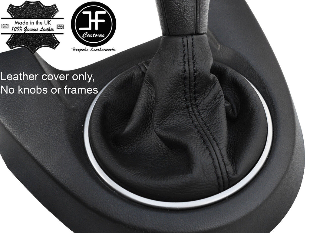BLACK STITCH TOP GRAIN LEATHER MANUAL GEAR GAITER FITS MAZDA 2 2008-2014