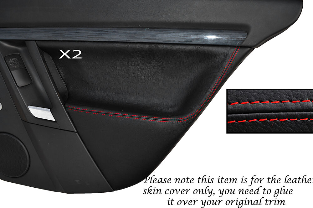 RED STITCH 2X REAR DOOR CARD SKIN COVERS FITS VAUXHALL OPEL VECTRA C SIGNUM