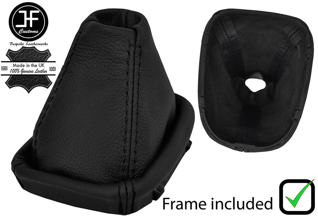 BLACK STITCH LEATHER MANUAL GAITER+PLASTIC FRAME FOR MERCEDES CLK W209 02-09