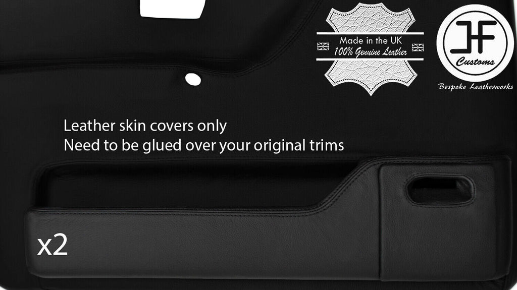 BLACK STITCH 2X DOOR POCKETS LEATHER COVERS FOR VW GOLF MK2 II 83-92 DSG2