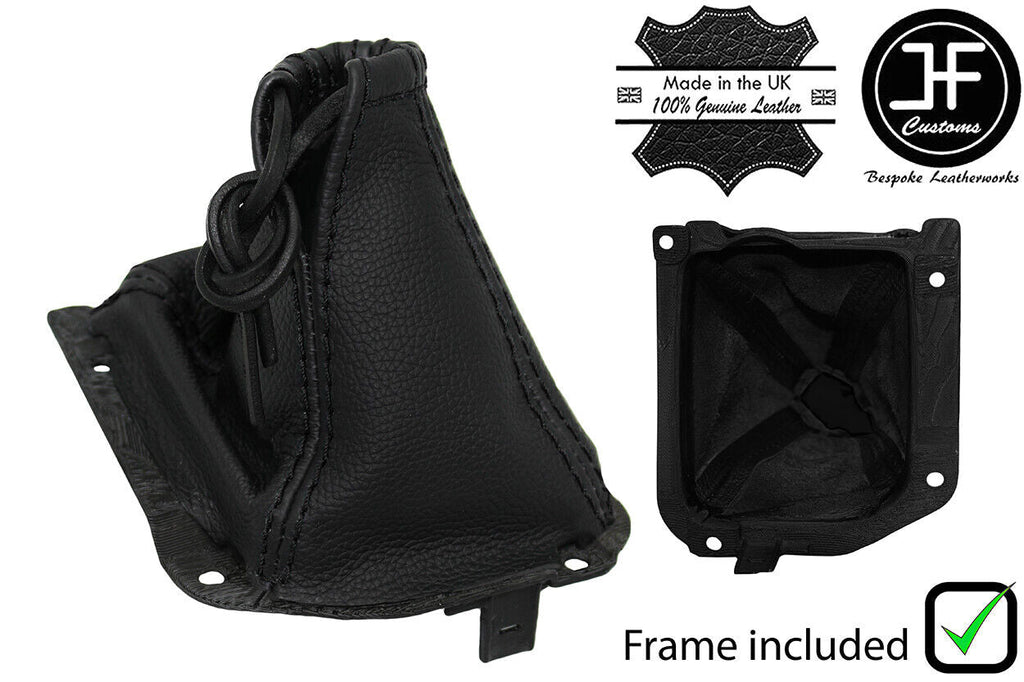 BLACK STITCH LEATHER MANUAL HI LOW GAITER+PLASTIC FRAME FITS KIA SPORTAGE 95-03