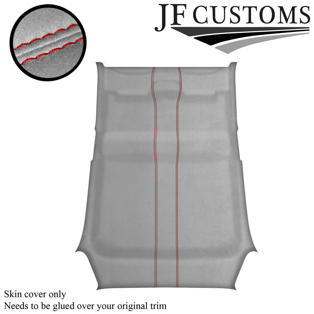 RED STITCH L GREY SUEDE ROOF HEADLINER COVER FOR RENAULT CLIO MK3 05-09 5DR