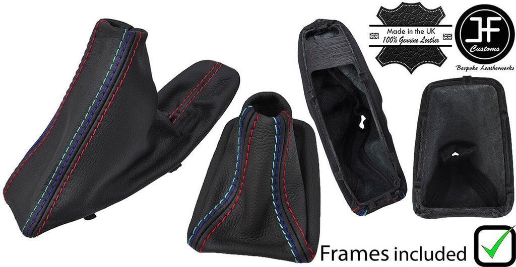 RED & TRI STITCH AUTO LEATHER GAITER SET+PLASTIC FRAME FOR BMW E90 E91 E92 E93