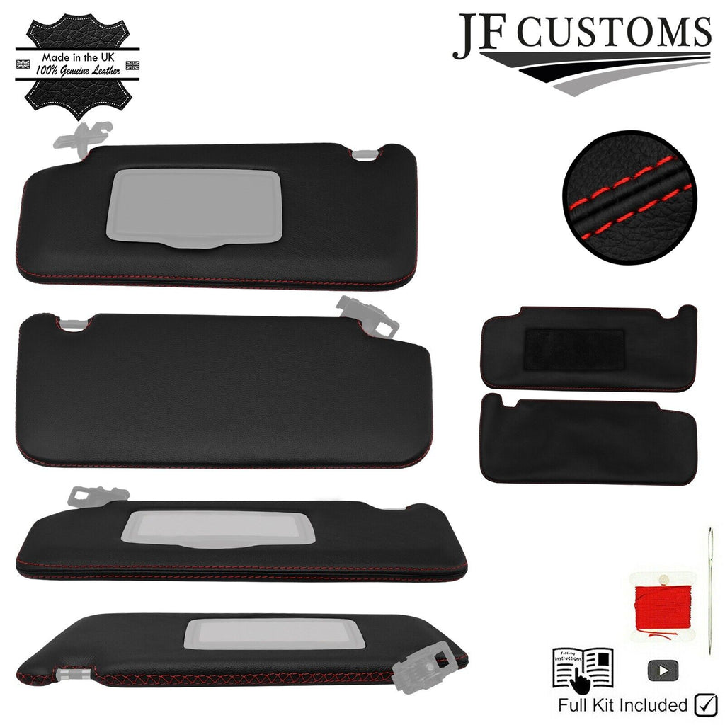 RED CROSS STITCH LEATHER 2X SUN VISOR COVERS FITS MERCEDES C CLASS W205 14-18