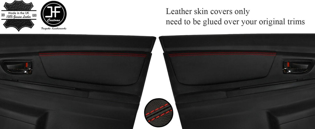 RED STITCHING 2X FRONT DOOR CARD TRIM LEATHER COVERS FITS SUBARU XV 2012-2016
