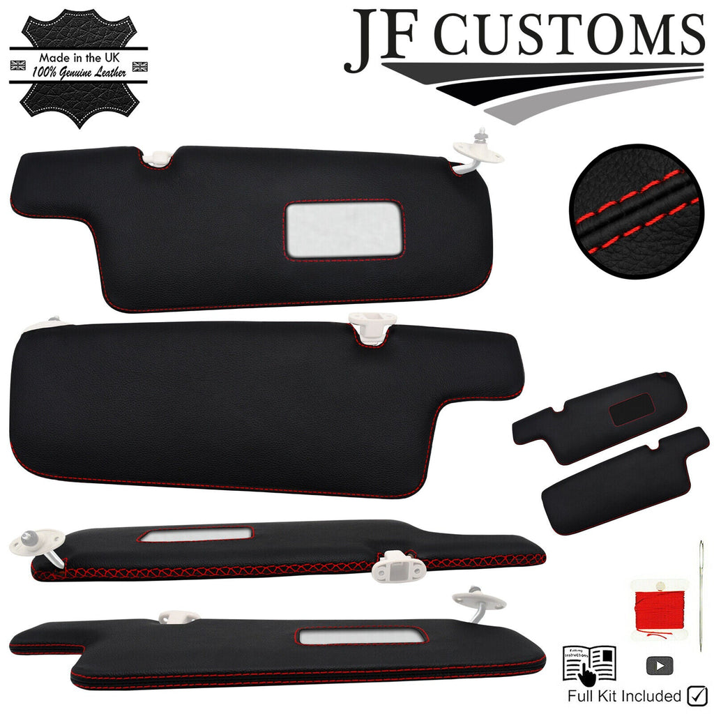 RED CROSS STITCH ITALIAN LEATHER 2X SUN VISOR COVERS FOR BMW E30 81-92 JF1
