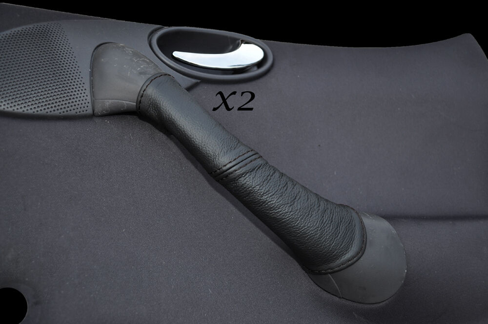 BLACK STITCH 2X FRONT DOOR HANDLE SKIN COVERS FITS MERCEDES A CLASS W168 02-04