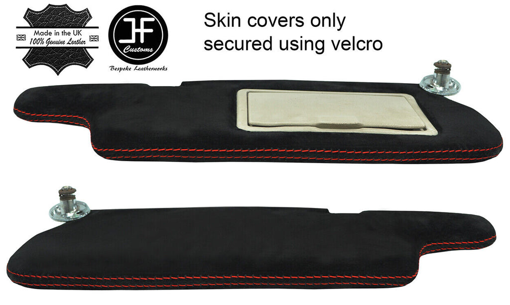 RED STITCH 2X SUN VISORS LUXE SUEDE COVERS FITS TOYOTA CELICA SUPRA 1982-1985