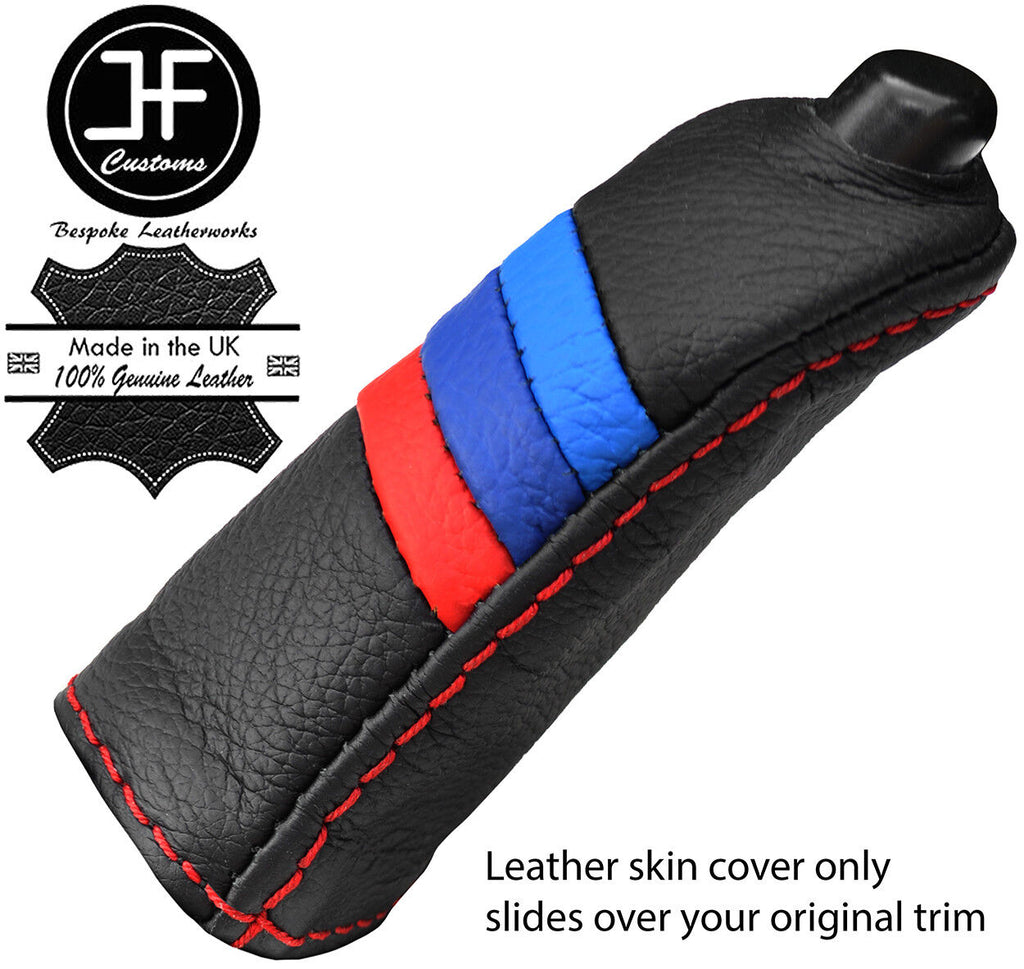 RED STITCH TRI STRIPE HANDBRAKE HANDLE LEATHER COVER FOR BMW E90 E91 E92 E93