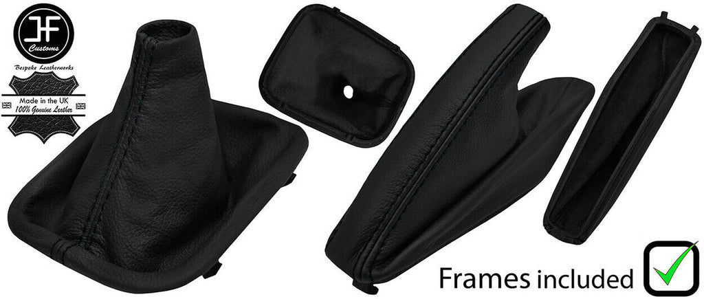 BLACK STITCH LEATHER MANUAL GAITER SET+PLASTIC FRAME FOR BMW 5 SERIES E34 87-97