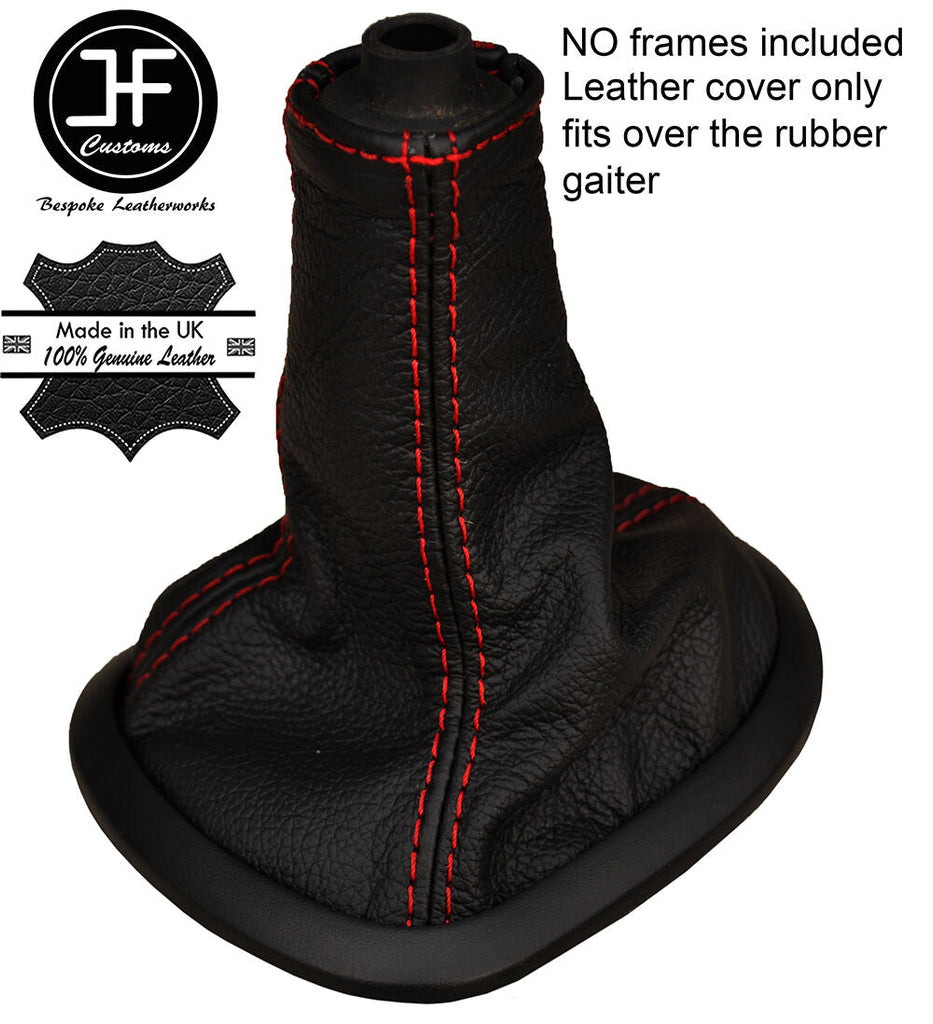 RED STITCHING LEATHER GEAR GAITER OVER RUBBER FITS TOYOTA YARIS 2006-2008