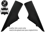 BLACK & BLACK 2X REAR C PILLAR REAL LEATHER COVERS FITS CHEVROLET CAMARO 10-15