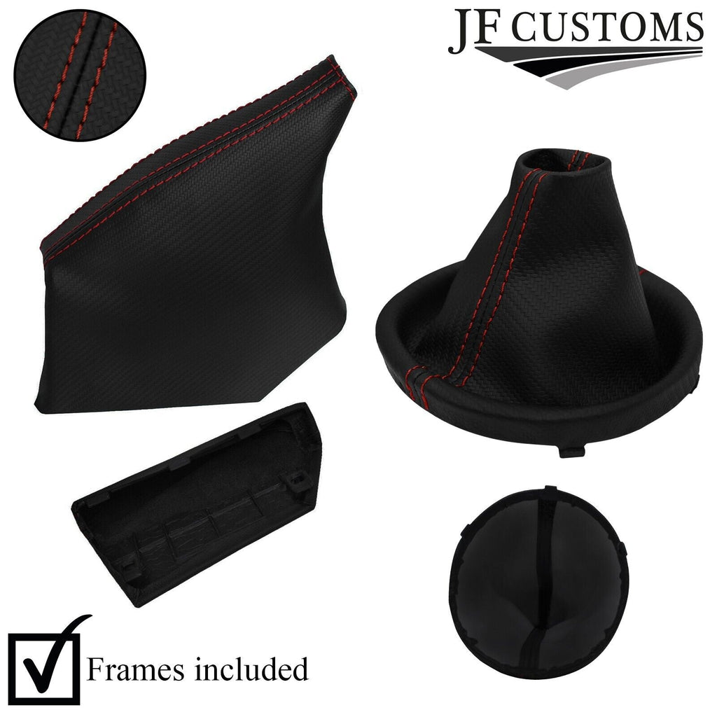 D RED STITCH CARBON VINYL SET COVERS + FRAMES FOR SUBARU IMPREZA WRX STI 15-18