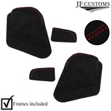 RED ST. 2X SUEDE SEAT HANDLE KNOB & PLATE COVER+FRAME FOR LAND ROVER DEFENDER