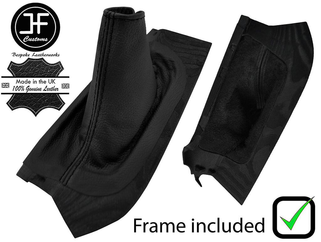 BLACK STITCH LEATHER HANDBRAKE GAITER+PLASTIC FRAME FOR VOLVO S60 2001-2007