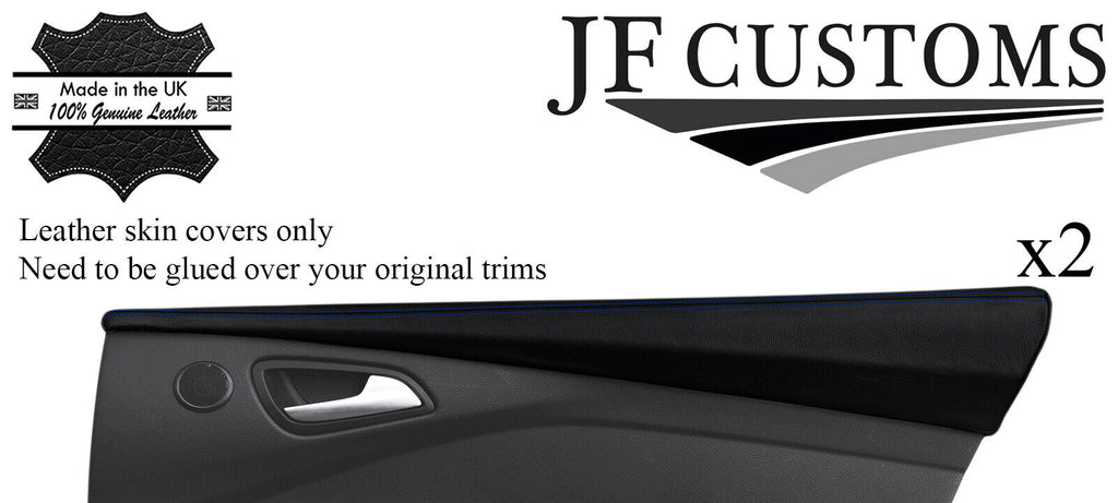 BLUE STITCH 2X REAR DOOR CAPPING COVERS FOR FORD FOCUS MK3 11-14 5DR JF1