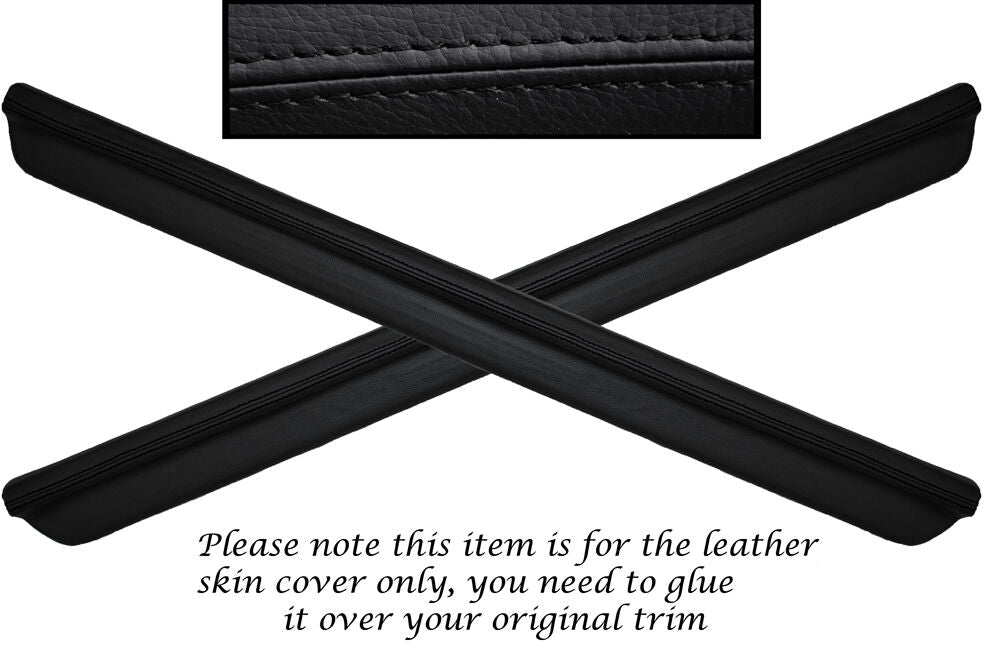 BLACK STITCH 2X DOOR SILL TRIM LEATHER SKIN COVER FITS NISSAN SKYLINE R33 93-98