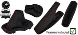 RED STITCH LEATHER AUTO GAITER SET+PLASTIC FRAME FOR BMW E63 E64 04-06