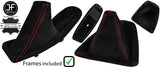 RED STITCH SUEDE MANUAL GAITER SET+PLASTIC FRAME FOR BMW E90 E91 E92 E93