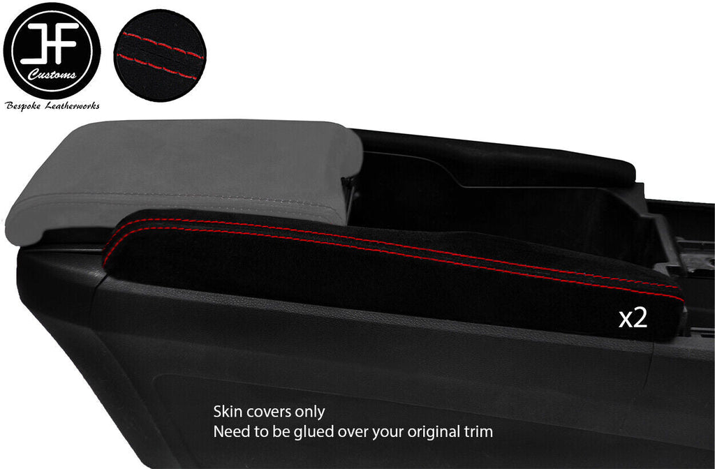 RED STITCH 2X CONSOLE SIDE TRIM SUEDE COVER FITS HONDA CIVIC MK10 2017-2019