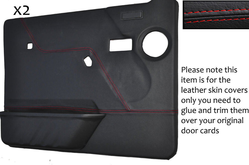 RED STITCH 2X FRONT DOOR CARD COVERS FITS LAND ROVER DISCOVERY 1 200 V8 89-95