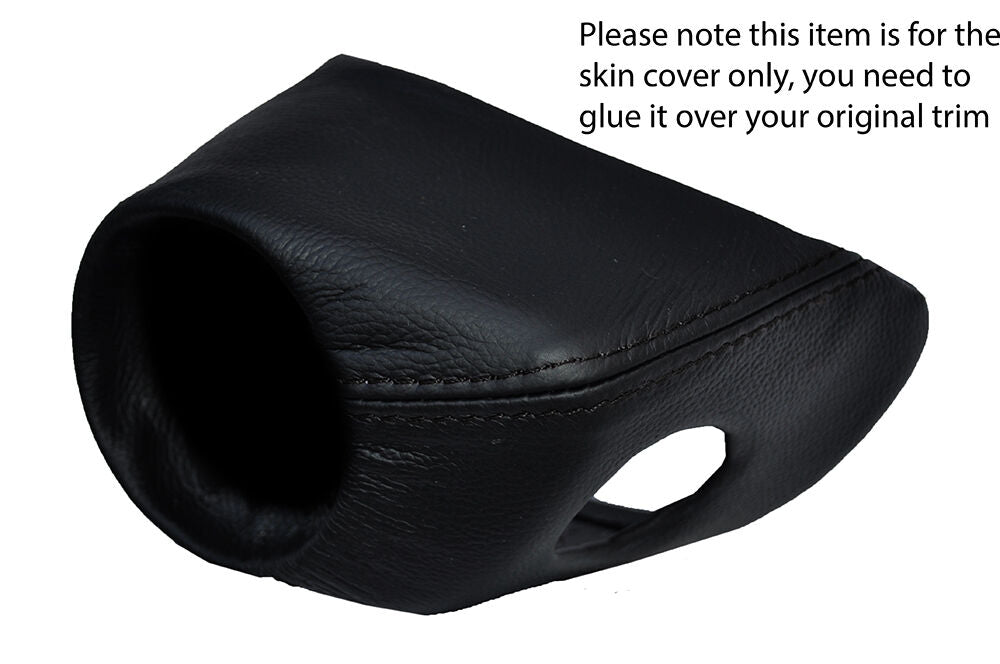 BLACK STITCHING STEERING SHROUD LEATHER SKIN COVER FITS VOLVO AMAZON 120