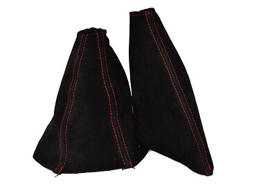 FITS NISSAN 350Z SUEDE GEAR HANDBRAKE GAITER RED STITCH CUSTOM NEW MADE IN UK