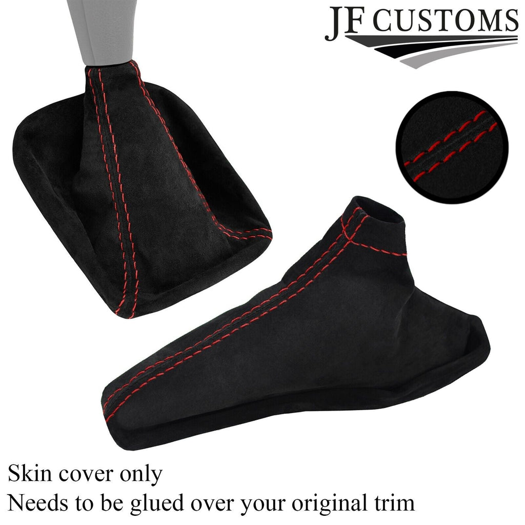 D RED STITCH SUEDE GEAR+HANDBRAKE SET COVER FOR SUBARU IMPREZA WRX STI 05-07