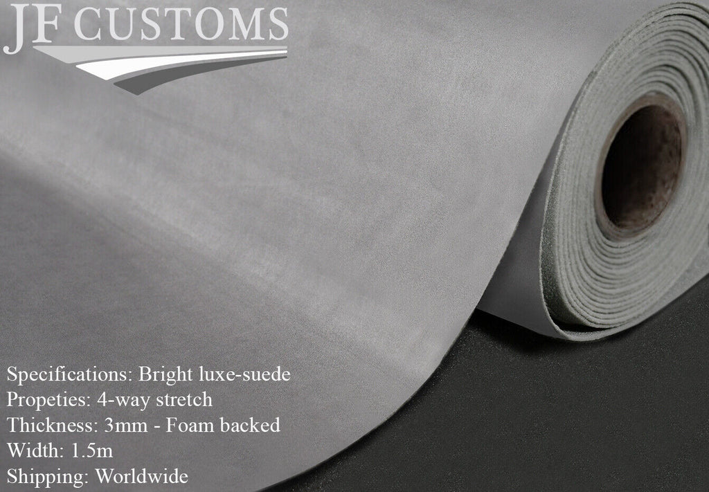 LIGHT GREY LUXE-SUEDE QUALITY CRAFTS AUTOMOTIVE FABRIC LUXURIOUS 100cm x 150cm