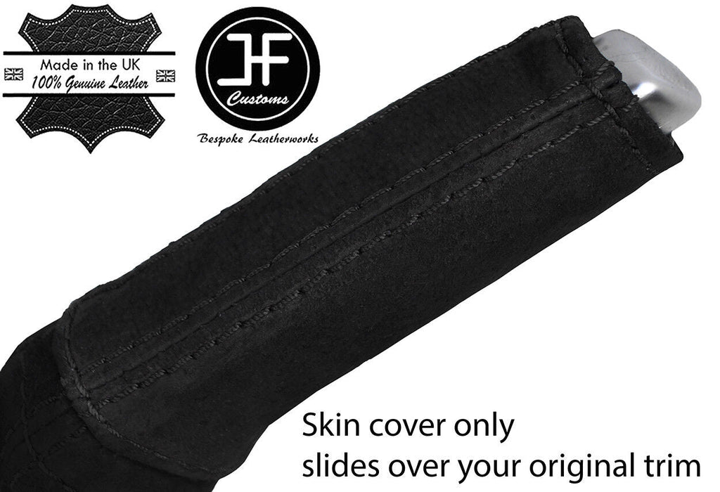 BLACK STITCH REAL SUEDE HANDBRAKE HANDLE COVER FOR VAUXHALL OPEL ADAM 2012-2018