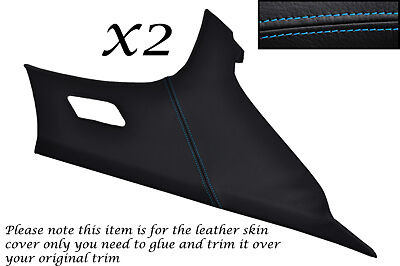 BLUE STITCH FITS BMW 3 SERIES E46 SALOON 98-05 2X REAR PILLAR LEATHER COVERS